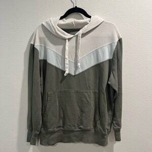 Green Light blue and White sweatshirt.